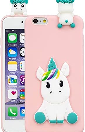 HopMore Compatible con Funda iPhone 6S / 6 (4.7 Inch) Silicona Dibujo 3D Divertidas TPU Gel Kawaii Ultrafina Case Antigolpes Caso Protección Design Carcasas Gracioso para iPhone 6 6S - Unicornio Rosa