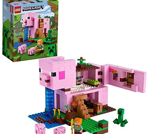 LEGO 21170 Minecraft La Casa-Cerdo, Set de Construcción con Figuras de Alex y Creeper