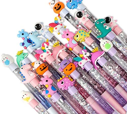 yuechen 24 pcs Bolígrafos gel Divertidos,Bolígrafos Lindos Kawaii Animales,Regalos Cumpleaños niños Colegio,Regalo Fiestas cumpleaños Infantiles del Partido Favor Niñas niños par Colegio