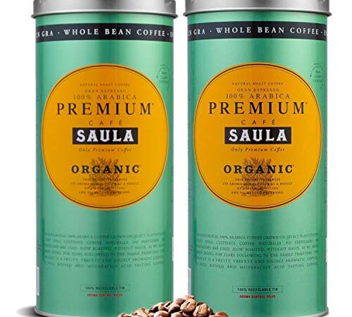 Café Saula grano Premium Ecológico 100% arábica - Pack 2 botes de 500 gr