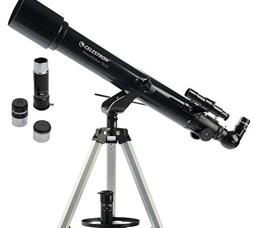 Celestron PowerSeeker AZ - Telescopio astronómico (70 mm de Apertura, 700 mm de Distancia Focal, f/10 de relación Focal) Color Negro y Blanco