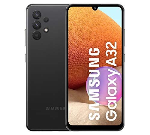 Samsung Galaxy A32 Color Negro | Smartphone 6.4" FHD+ s-AMOLED con Android 11 | 4 + 128GB de Memoria | Quad-cámara 64MP y Frontal de 20MP | 5.000 mAh y Carga rápida 15W | [Versión española]