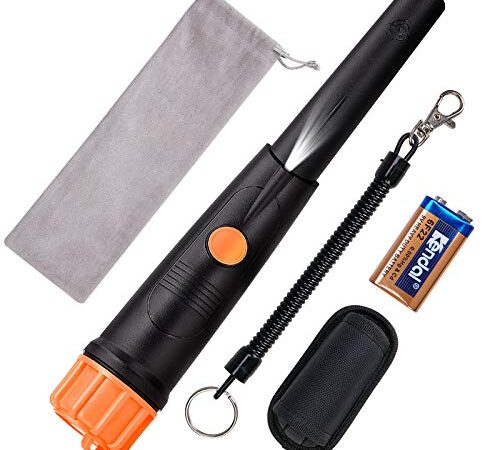 SUNPOW Pinpointer Detectores de Metales IP68 Impermeable 5-10 Metros Bajo el Agua con 1 Pilas Naranja Portátil Herramientas para Buscar Oro Plata Monedas para Junior Niño Adultos (Negro)