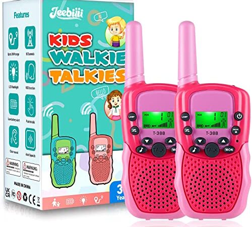 Walkie Talkie para Niñas, Juguetes Niños Niña con LCD Pantalla Linterna para 3-10 Años, 3 KM Largo Alcance Walkie-Talkie para Camping Senderismo, Regalo de Cumpleaños para Niño Niña de 3 a 12 Años