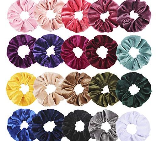 Wanap Scrunchies Terciopelo, Coleteros Scrunchies 20 Piezas Gomas de Pelo Scrunchies para Mujeres y Niñas, Scrunchies Pack para Soporte de Cola de Caballo Con Una Bolsa de Almacenamiento