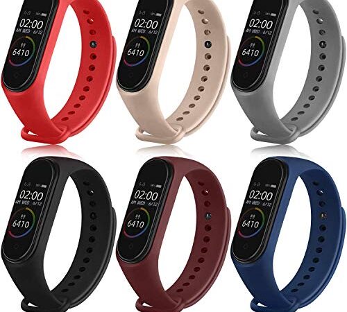 Wanme 6 Piezas Correa para Xiaomi Mi Band 4 Xiaomi Mi Band 3 Pulseras Reloj Silicona Banda Original para Xiaomi Mi Smart Band 4 Recambio Correa (6 Colores-A)