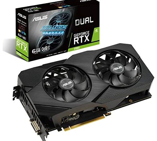 ASUS Dual GeForce RTX 2060 EVO - Tarjeta Gráfica (PCIe 3.0, 6GB GDDR6, HDMI, DisplayPort, DVI-D, Ventilador Axial-Tech, Tecnología 0dB,  Auto-Extreme)