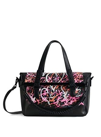 Desigual 2000-Bolso de Mano, Color Negro, Bag_Radical Love_LOVERTY 2000 Black para Mujer