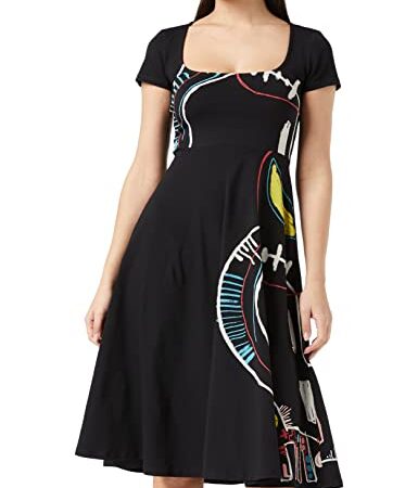 Desigual Vest_Roma Vestido Casual, Negro, L para Mujer