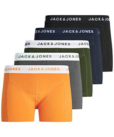 Jack & Jones Jackris Trunks 5 Pack Bxer, Negro/Azul Marino/Verde/Naranja/imán, L para Hombre