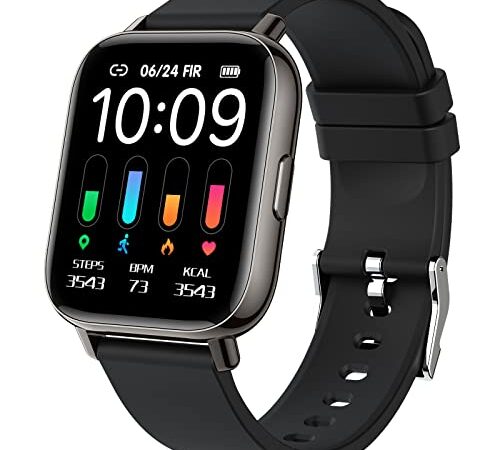 Reloj Inteligente Hombre, 1.69'' Smartwatch Hombre Mujer 24 Deportivo Modos IP68 Impermeable Reloj Deportivo con Pulsómetro Monitor de Sueño Monitores Cronómetros Calorías Podómetro para Android iOS