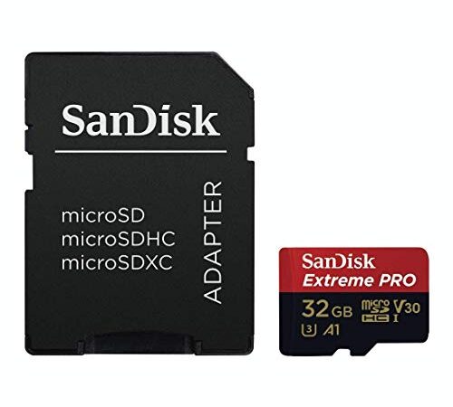 SanDisk Extreme PRO - Tarjeta de memoria de 32 GB microSDHC UHS-I + adaptador SD, velocidad de lectura hasta 100 MB/s, Clase 10, U3, V30 y A1