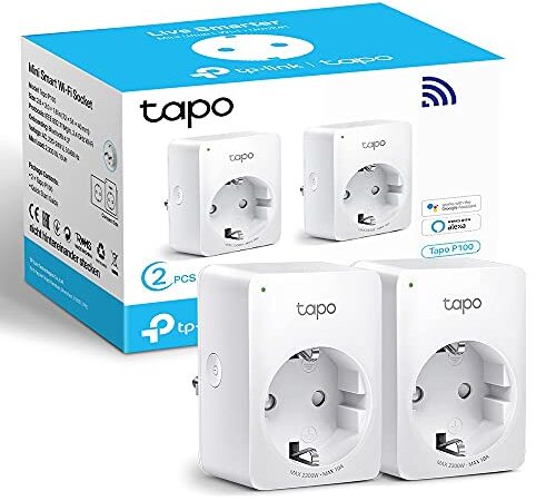 TP-Link Tapo P100 (2-Pack) - Mini Enchufe Inteligente Wi-Fi, óptimo para programar el encendido/apagado y ahorrar energía, no necesita HUB, compatible con Alexa y Google Hom, Color Blanco