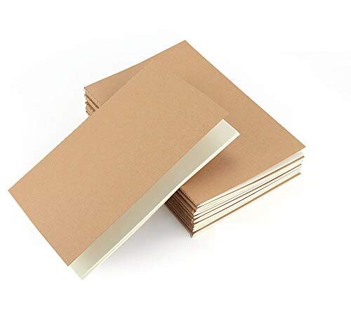 VEESUN Pack de 10 cuadernos, A5 Tapa de Kraft Blanda 5 líneas y 5 Blanco 60 páginas, Libretas Grapadas Cuaderno de Notas para Despacho Diario Escritura de la Escuela Chicos Chicas y Maestros