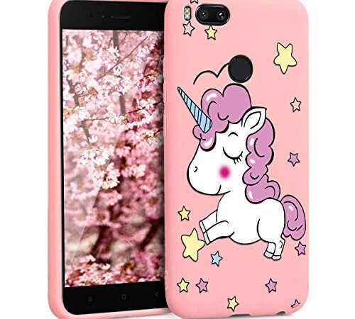 ZhuoFan Funda Xiaomi Mi A1, Cárcasa Silicona Rosa con Dibujos Diseño Suave Gel TPU Antigolpes de Protector Piel Case Cover Bumper Fundas para Movil Xiaomi MiA1, Unicornio 01