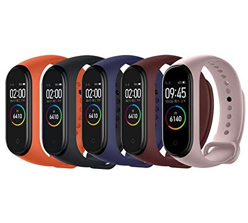 Acalder Compatible con Mi Smart Band 4,5 Piezas Correa para Xiaomi Mi Band 3/4 Pulsera Banda - Silicona Reloj de Recambio Brazalete Coloridos Correas para Xiaomi Mi Band 3 Mi Smart Band 4