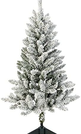 Amazon Basics - Árbol de Navidad artificial, efecto nevado, 198 ramas con soporte de plástico, 120 cm de alto