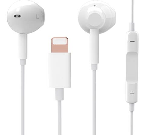 Auriculares para iPhone,Auriculares con Aislamiento de Ruido Soporte Control de Volumen de Llamadas,Cascos iPhone 13,Compatible con iPhone 11/13/12/11Pro/SE/XR/X/XS/8/7，Soporta Todo el Sistema iOS