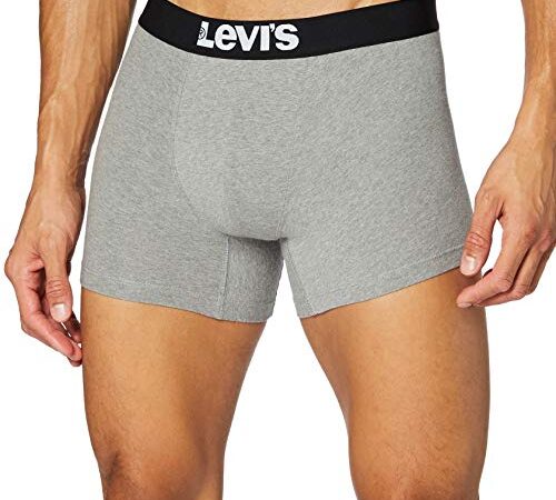 Levi's Hombre Solid Basic Boxers (4 Unidades) Boxer Shorts, Gris y Negro, L