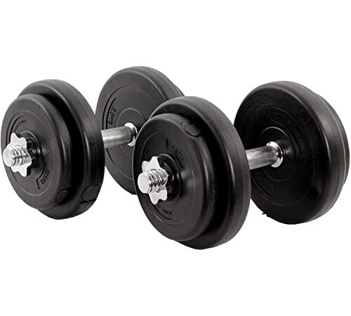 POWRX Mancuernas 20 kg set (2 x 10 kg) + PDF Workout (Negro)