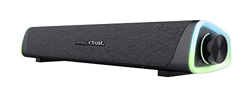 Trust Gaming GXT 620 Axon Barra de Sonido con Iluminación RGB 12W, Alimentación USB, 3.5mm Jack, Altavoz PC para Ordenador, Portátil, Móvil, Tablet, TV - Negro