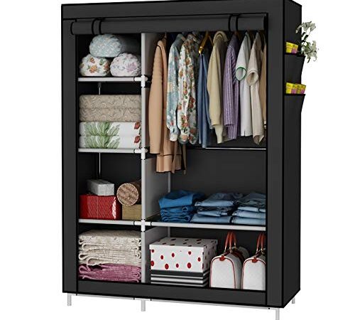 UDEAR Armario Closet Organizador Plegable para Ropa Ropero Resistente al Polvo Guardarropa,Negro