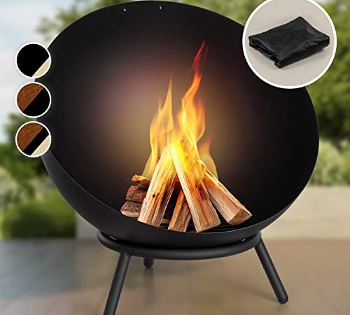 Blumfeldt Brasero Exterior para Jardin, Estufa Exterior para Camping, Brasero de leña para con Trípode, Quemador de Leña de Acero, Estufas Exteriores para Terraza, Chimenea, Fireball Fire Pit 66x66 cm