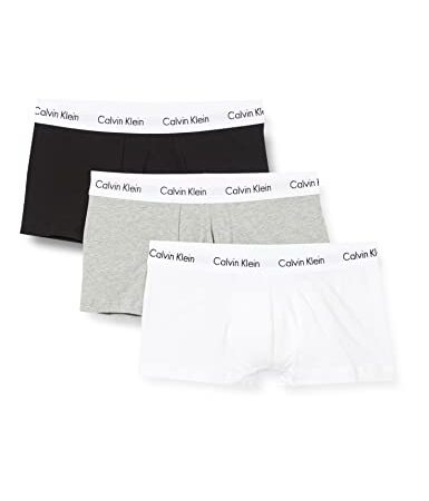 Calvin Klein Low Rise Trunk 3pk Bóxer, Multicolor (Black/White/Grey Heather), M (Pack de 3) para Hombre