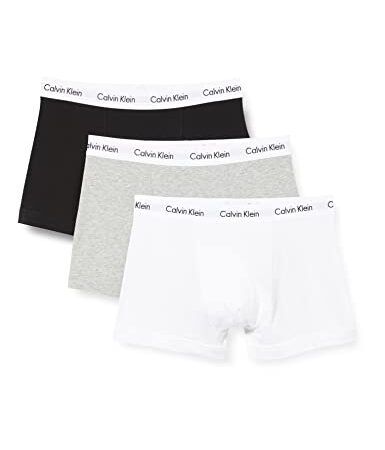 Calvin Klein Pack de 3 Bóxers para Hombre 3 Pk Trunk con Stretch, Black/White/Grey Heather, L