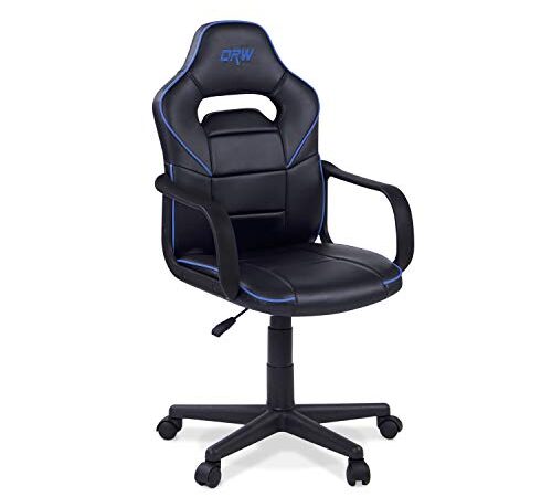 DRW, Silla Gamer, Silla de Oficina Gaming Estudio o Escritorio, Acabado en Símil Piel Negro y Azul, Medidas: 60 cm (Ancho) x 60 cm (Fondo) x 98-108 cm (Alto)