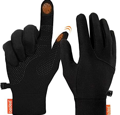 Guantes de Invierno Hombre Pantalla Táctil, bedee Guantes Deportivos Antideslizante para Hombre Mujer, Forro Cálido, Prueba de Viento, para Conducir, Correr, Ciclismo, Paseo, Deporte