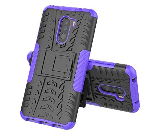 JMstore Funda Compatible con Xiaomi Pocophone F1 +Pantalla Vidrio Templado Combinación A Prueba Choques Carcasa móviles(Púrpura)