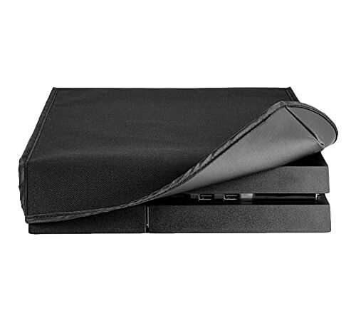 eXtremeRate Prueba de Polvo para ps4 Consola Funda Cubierta Protectora Horizontal Diseño de Doble Capa Forro Corte Preciso Fácil de Acceso los Cables Guardapolvo para ps4 Standard(Negro)