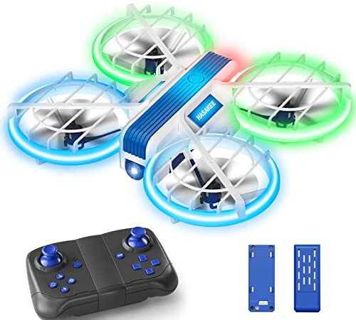 M1 Mini Drone para Niños, Drone Quadcopter con Luces Azules & Verdes, RC Helicopteros Juguetes con Modo sin Cabeza, Auto Hovering, 3D Flip y 2 Baterías, Regalo para Niños y Principiantes