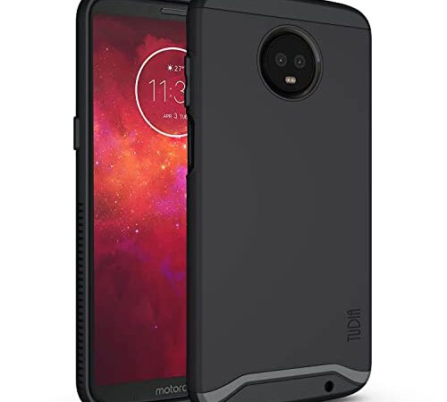 TUDIA Motorola Moto Z3 Play Funda, Moto Z3 Funda, Caja Protectora Merge Tarea Pesada Protección Extreme De Doble Capa para Motorola Moto Z3 Play (Negro Mate)