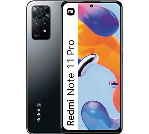 Xiaomi Smartphone Redmi Note 11 Pro, cámara Principal de 108 MP, Pantalla FHD+ AMOLED de 6,67", frecuencia de actualización de 120 HZ, Cargador rápido de 67 W, 6+128 GB Gris Grafito [versión Global]