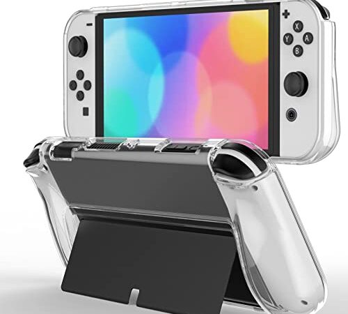 JETech Funda Protectora Compatible con Nintendo Switch (Modelo OLED) de 7 Pulgadas Liberación 2021, Cubierta de Agarre con Diseño Antiarañazos y Absorción de Golpes, HD Claro