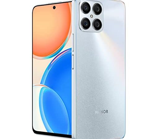 HONOR X8 6GB 128GB Unlocked 4G/LTE Smartphone, Android 11, Snapdragon 680, 6.7'' 90Hz LCD Display, Cámara cuádruple de 64 MP, 4000mAh Battery, NFC Dual SIM Card, GMS, Versión UE, Plata