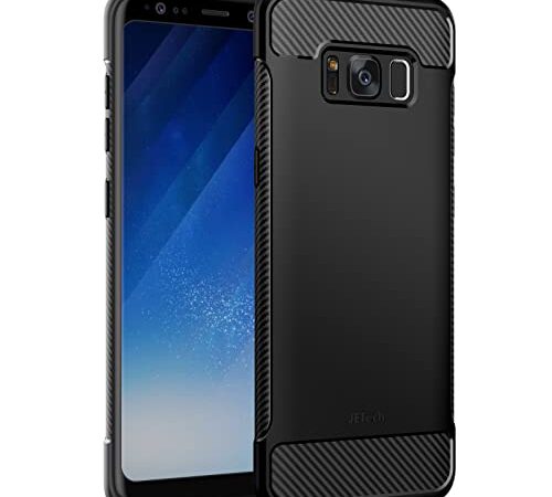 JETech Funda Slim Compatible con Samsung Galaxy S8, Carcasa Teléfono Delgado con Absorción de Impacto y Diseño de Fibra de Carbón (Negro)