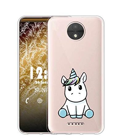 Sunrive Funda para Moto Z Play, Silicona Slim Fit Gel Transparente Carcasa Case Bumper de Impactos y Anti-Arañazos Espalda Cover(TPU Unicornio 3)