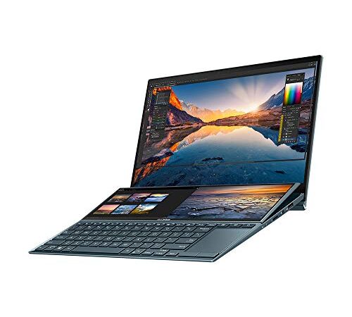 ASUS ZenBook Duo UX482EG 14" Full HD 400nits Pantalla táctil portátil (Intel i7-1165G7, NVIDIA GeForce MX450, 16 GB de RAM, SSD de 512 GB, Windows 10) Incluye lápiz Capacitivo, Azul