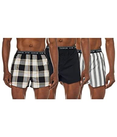 Calvin Klein Jeans Slim Fit Boxer 3pk, Level Stripe/Black/Field Plaid, L para Hombre