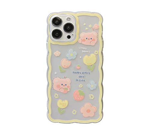 Dulce Chocolate Oso Flores Claro Teléfono Caso para iPhone 14 13 11 12 Pro MAX 14 Plus XR XS MAX X 7 8 Plus Caso Cute Cover (Color : 1, Size : For iPhone 13 Mini)