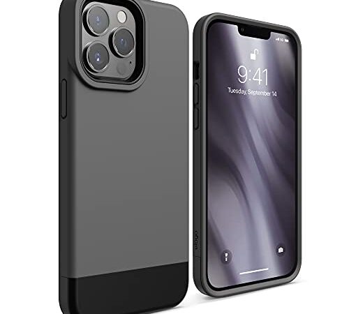 elago Glide Funda Compatible con iPhone 13 Pro MAX (6.7"), Protección Delgada de TPU, Prueba de Golpes, Funda Avanzada de la Cámara, Anti-Arañazos, Diseño Simple y Único (Gris Oscuro/Negro)