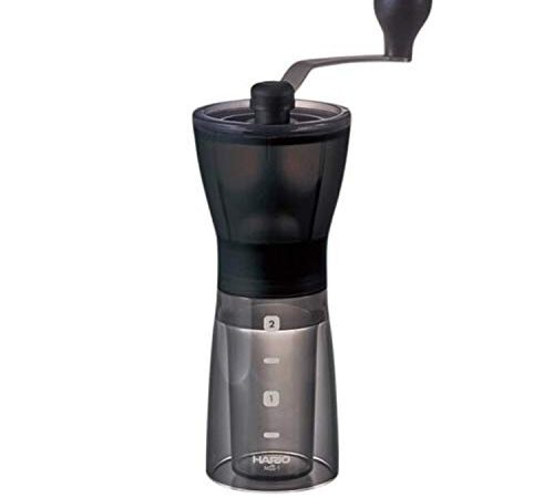 HARIO Mini Mill Plus | Compact & Adjustable Hand Coffee Grinder with Ceramic Burrs, Black x, 0.47 Ounces, plástico, Negro Transparente