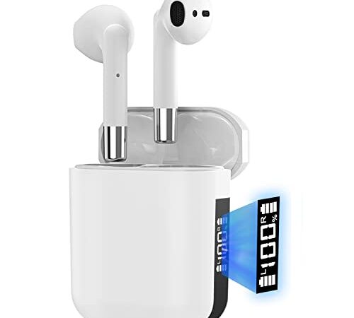 HIWARE Auriculares Inalámbricos, Auriculares Bluetooth HiFi Estéreo, Cascos inalambricos Bluetooth IPX5 Impermeables, IP7 Impermeable 24H Cancelación de Ruido In-Ear Auriculares, Pantalla LED, USB-C