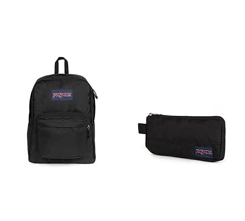 JANSPORT SuperBreak One Mochila, Taglia Unica, Negro (Black) + JANSPORT Basic Accessory Pouch, Taglia Unica, Negro (Black)