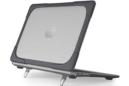 ProCase Carcasa Dura Transparente para MacBook Pro 13 2019-2016 A2159 A1989 A1706 A1708, unda Rígida de Capa Doble con Soporte Plegable para Macbook Pro 13 Pulgadas 2019 2018 2017 2016 –Negro