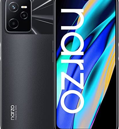 realme Narzo 50A Prime - 4+64GB smartphone, Pantalla completa FHD+ de 16,7 cm (6,6''), Triple cámara de IA de 50 MP, Batería de 5000 mAh, Procesador Unisoc T612, Flash Black, no incluye un adaptador