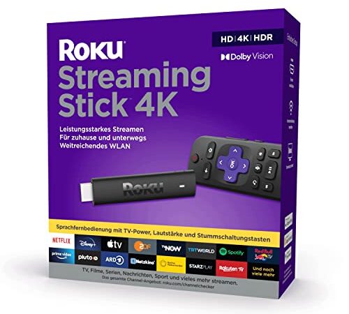 Roku Streaming Stick 4K | 4K/HDR/Dolby Vision Streaming Media Player | Funciona Solo en Alemania